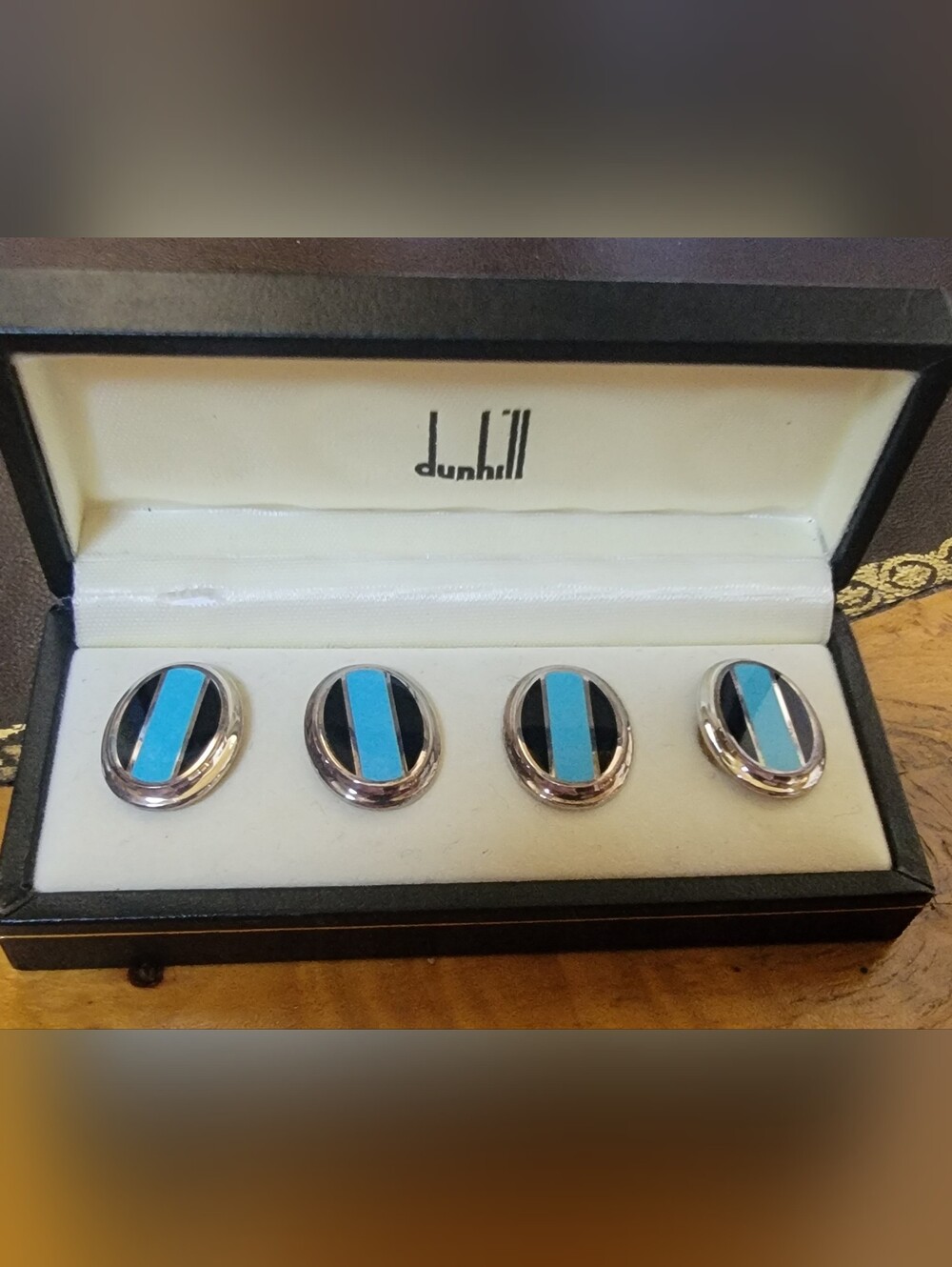 Rare Numbered Dunhill Sterling Silver Double-Sided Art Deco Collection Cufflinks